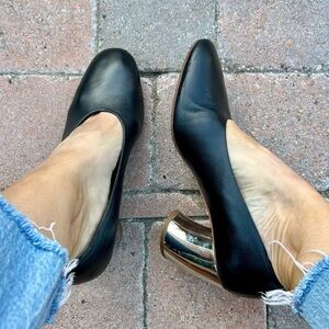 PROENZA SCHOULER Mirrored Silver Curved-heel Leather Pumps In Black Size 39 / 9